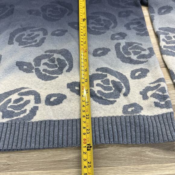 Kinross Cashmere Women's Ombré Blue Floral Sweater Size L - JL471 - Picture 4 of 6